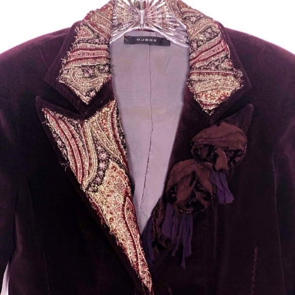 O.J.Box Romantic Burgundy Corduroy Blazer Jacket - Picture 6 of 8